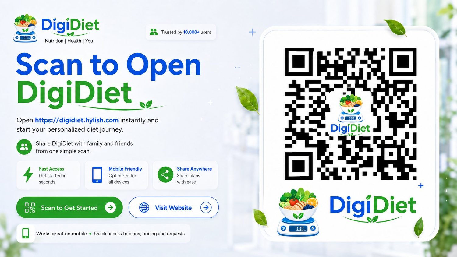 Scan to open DigiDiet — start your personalized diet journey and share it with family and friends.